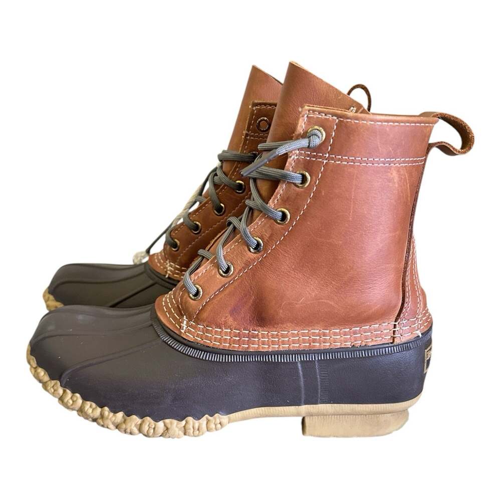 L.L. Bean Boots 8" Duck Boots Women's Size 7M ID 175064 Brown Waterproof USA